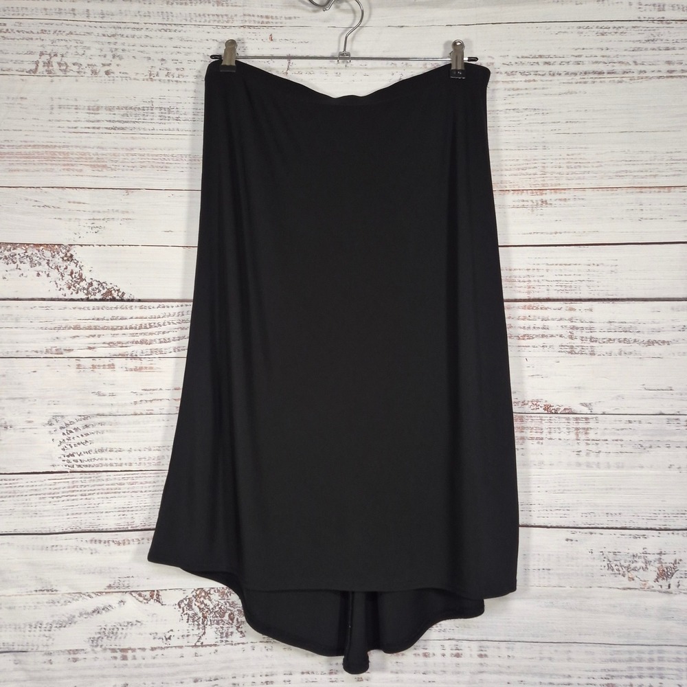 Gap Black High Low Midi Skirt Womens Medium Rayon Blend Solid Pleated Back Hem